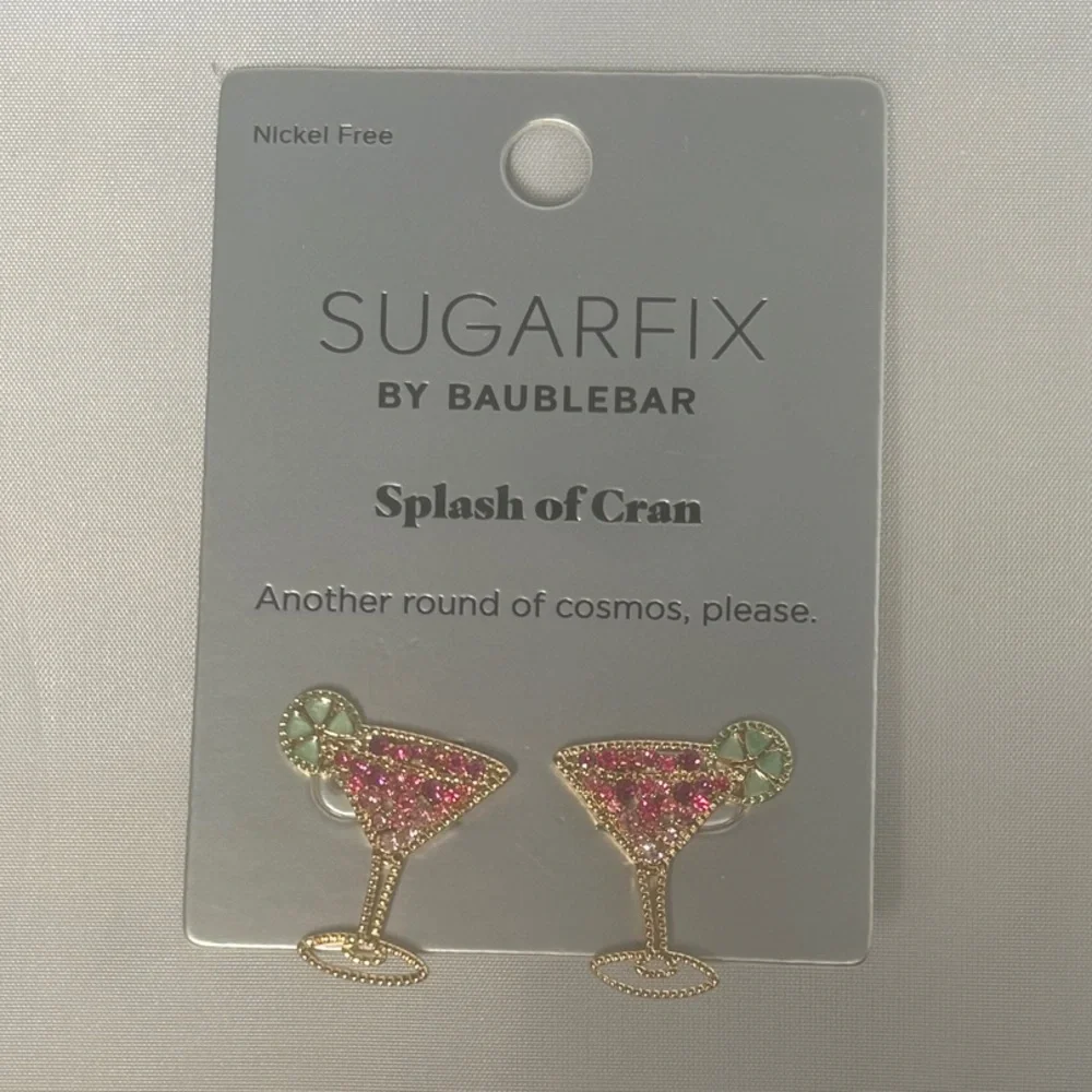 Sugarfix by BaubleBar Cosmopolitan Cocktail Earrings NWT - Picture 2 of 3